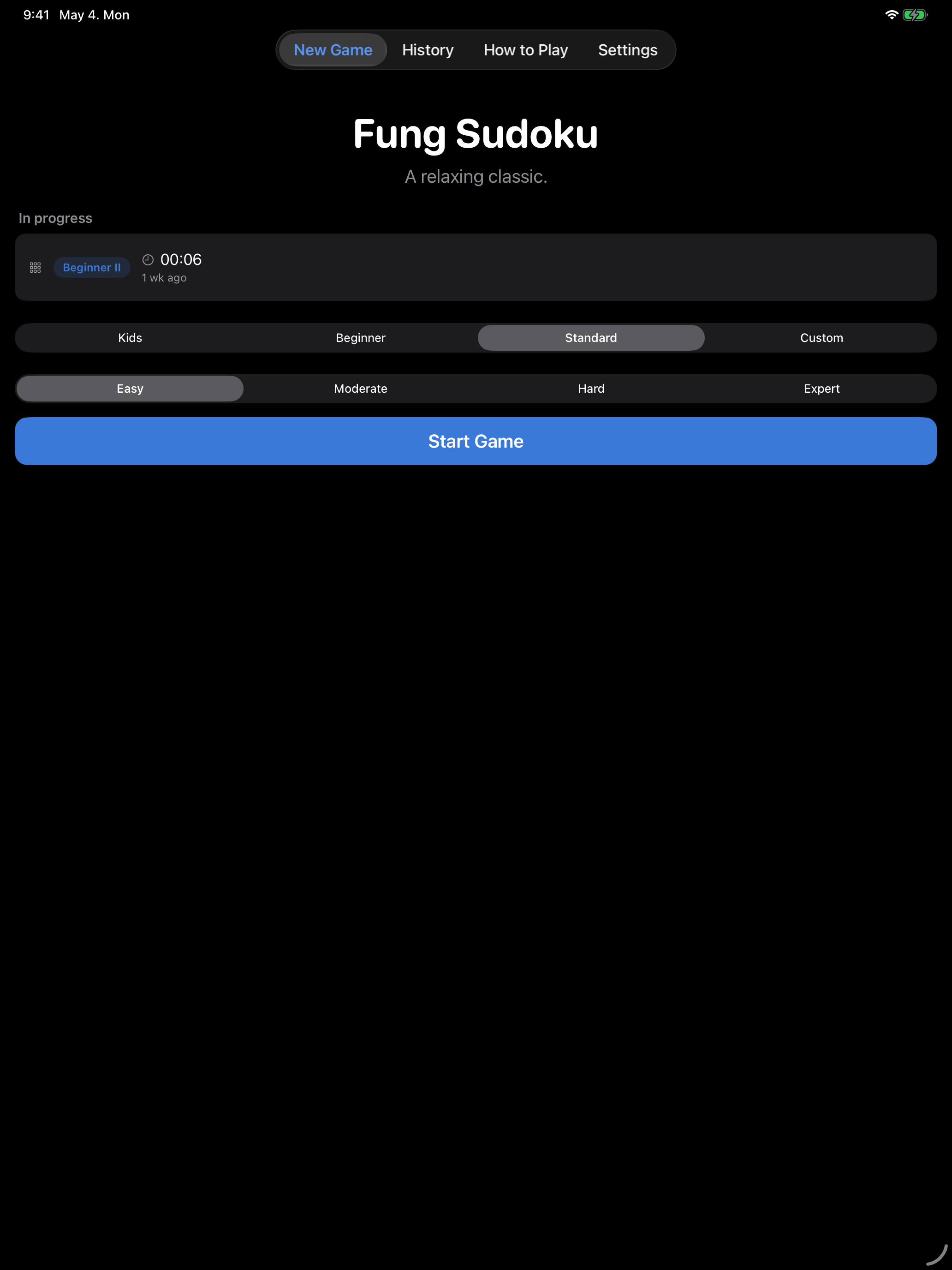 The same picker on iPad in dark mode.